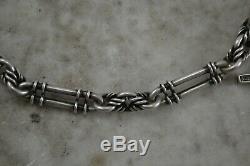 ANTIQUE Edwin Page STERLING SILVER fancy link Albert watch chain with fobs 1880