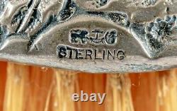 ANTIQUE GORHAM STERLING SILVER 5 Pc. DRESSER SET MIRROR & BRUSHES REPOUSSE C1890