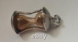 ANTIQUE SOLID SILVER CHATELAINE GLASS TIMER, HALLMARKED c1900