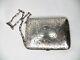 Antique Sterling Silver Victorian Etched Purse Withhandle, Orig Leather, Mono