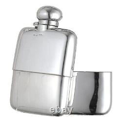 ANTIQUE Solid Sterling Silver HIP FLASK Saunders & Shepherd -Chester 1943