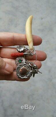 ANTIQUE VICTORIAN Crystal, Coral, 9ct, Silver Rare Spider, Bovine, Fobs Charms