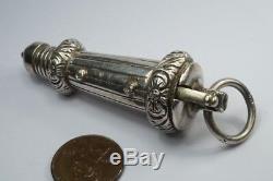 ANTIQUE VICTORIAN ENGLISH STERLING SILVER MILITARY BEAUFORT WHISTLE & CASE c1882