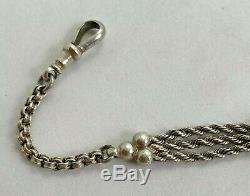 ANTIQUE VICTORIAN SOLID SILVER ALBERTINA WATCH CHAIN TASSEL FOB EARLY 1900s
