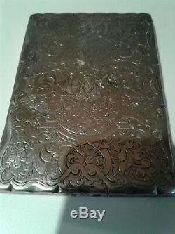 ANTIQUE VICTORIAN SOLID STERLING SILVER CARD CASE BIRMINGHAM 1869, Note Book