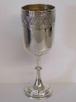 A Fine Tall Antique Victorian Solid Sterling Silver Wine Goblet Cup Beaker 1878