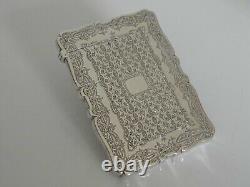 A SUPERB CASED ANTIQUE VICTORIAN SOLID STERLING SILVER CARD CASE London c1882