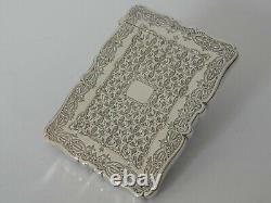 A SUPERB CASED ANTIQUE VICTORIAN SOLID STERLING SILVER CARD CASE London c1882