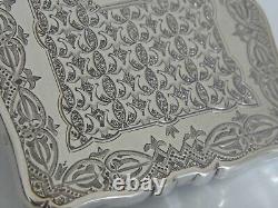 A SUPERB CASED ANTIQUE VICTORIAN SOLID STERLING SILVER CARD CASE London c1882