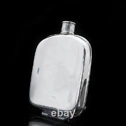 A Spectacular Victorian Solid Silver Hip Flask With Engraved Design 1845