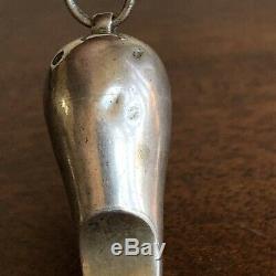 A Victorian Silver Chatelaine Or Albert Chain Miniature Whistle, 1879. 3.9cm