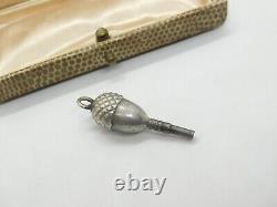 Acorn Sterling Silver Watch Key Fob Pendant or Charm Antique Victorian c1860