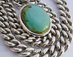 All original Victorian solid silver pocket watch albert chain & turquoise fob