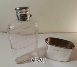 An Antique'Leuchars' Silver & Faceted Glass Hip Flask With Cup London 1889