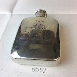 Antique 1864 Victorian Solid Silver Hip Flask In Spe Spiro Crest Screw Top 66.8g