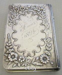 Antique 1891 STERLING SILVER REPOUSSE BOOK COVER Common Prayer Bible diary