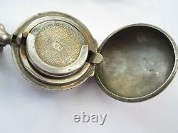 Antique 1898 Solid Silver Albert Pocket Watch Link Chain & Sovereign Holder Fob
