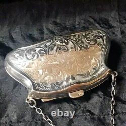 Antique 1920 Robert Cawley Solid Silver Purse Loop Handle For Chatelaine/Fob