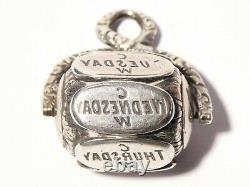 Antique 19thC Silver Spinner Wax Seal Fob English 7 Days of The Week CW #T279