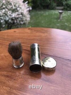 Antique 19th C Victorian Gilt Sterling Solid Silver Shaving Brush London 1851 JH