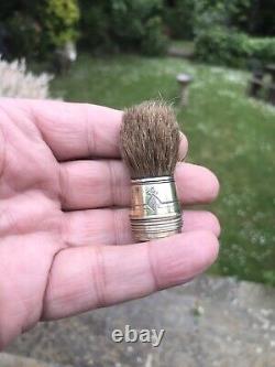 Antique 19th C Victorian Gilt Sterling Solid Silver Shaving Brush London 1851 JH
