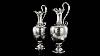 Antique 19thc Victorian Solid Silver Pair Of Wine Jugs George Angell C 1859