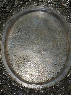 Antique 800 Solid Silver Repousse Pierce Bowl Dish