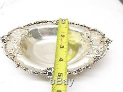 Antique 900 Coin Silver Ornate Candy Bowl Basket Dish Floral Victorian Flower