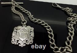Antique Albertina Fob Chain Solid Silver 925 Fully Hallmarked Heavy Shield C1900