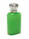 Antique Apple Green Opaline Glass Scent/perfume Bottle With Silver Repousse Lid