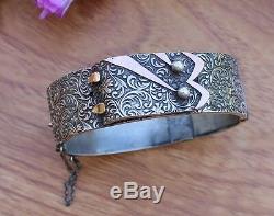Antique Austro-Hungarian Empire Solid Silver Belt Buckle Bracelet Victorian