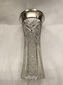 Antique Crystal Sterling Silver Vase