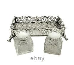 Antique Early Victorian Sterling Silver Double Inkstand 1848