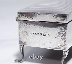 Antique English Sterling Silver 925 Hallmarked Footed Jewelry Box Monogrammed