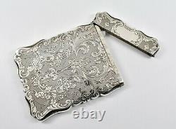 Antique English Victorian Solid Silver Card Case, (Alfred Taylor, 1854)