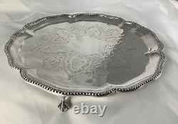 Antique Engraved Hm Solid Silver Salver By Robert Harper London 1864