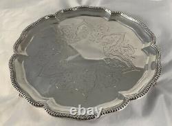 Antique Engraved Hm Solid Silver Salver By Robert Harper London 1864