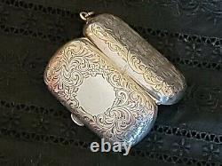 Antique Engraved Sterling Coin Purse Locket Pendant by R. Blackington Silver