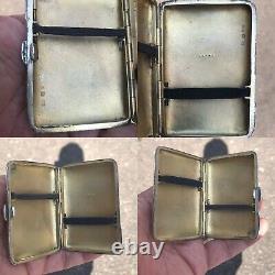 Antique French Or Austrian Enamel Solid Silver Cigarette Case Box 9 Pearl Seed