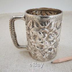 Antique George W Shiebler Co Sterling Silver Repousse Cup Stein Mug New York Vtg