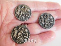 Antique Georgian / Victorian collectible silver mourning buttons