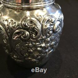Antique Ginger Jar Repousse Sterling Silver Tea Caddy Gilt Wash Interior