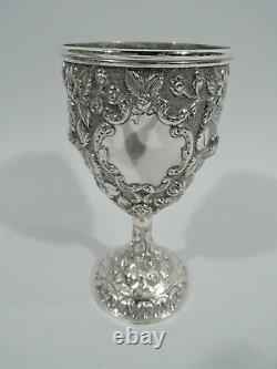 Antique Goblets Set of 12 Baltimore Style Repousse American Sterling Silver