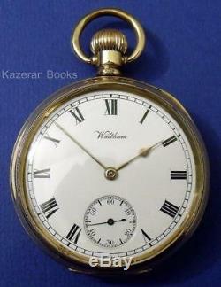 Antique Gold Plated Waltham Traveler Open Face Keyless Fob Pocket Watch Working