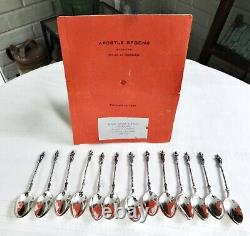 Antique Gorham Full Set Apostles Small Sterling Silver 6 Tea Spoons & Booklet