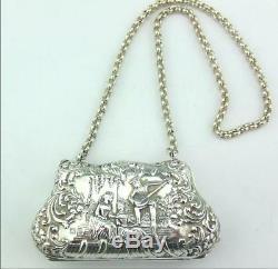 Antique Late Victorian Solid Silver Purse Chester 1899