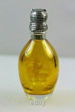 Antique Mary Gregory Amber Glass Glass Silver Owl Bird Scent Perfume Bottle