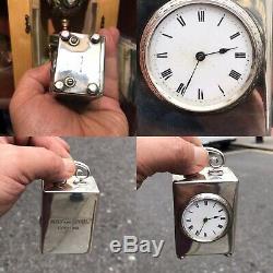 Antique Or Vintage Solid Silver Miniature Carriage Clock 925 London Import Mark