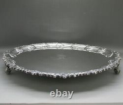 Antique Ornate Large Heavy Solid Sterling Silver Salver Tray 31.3cm London 1901