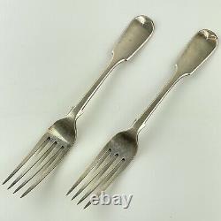 Antique Pair Of Victorian Solid Silver 20.5cm Forks Elizabeth Eaton 1849 161g